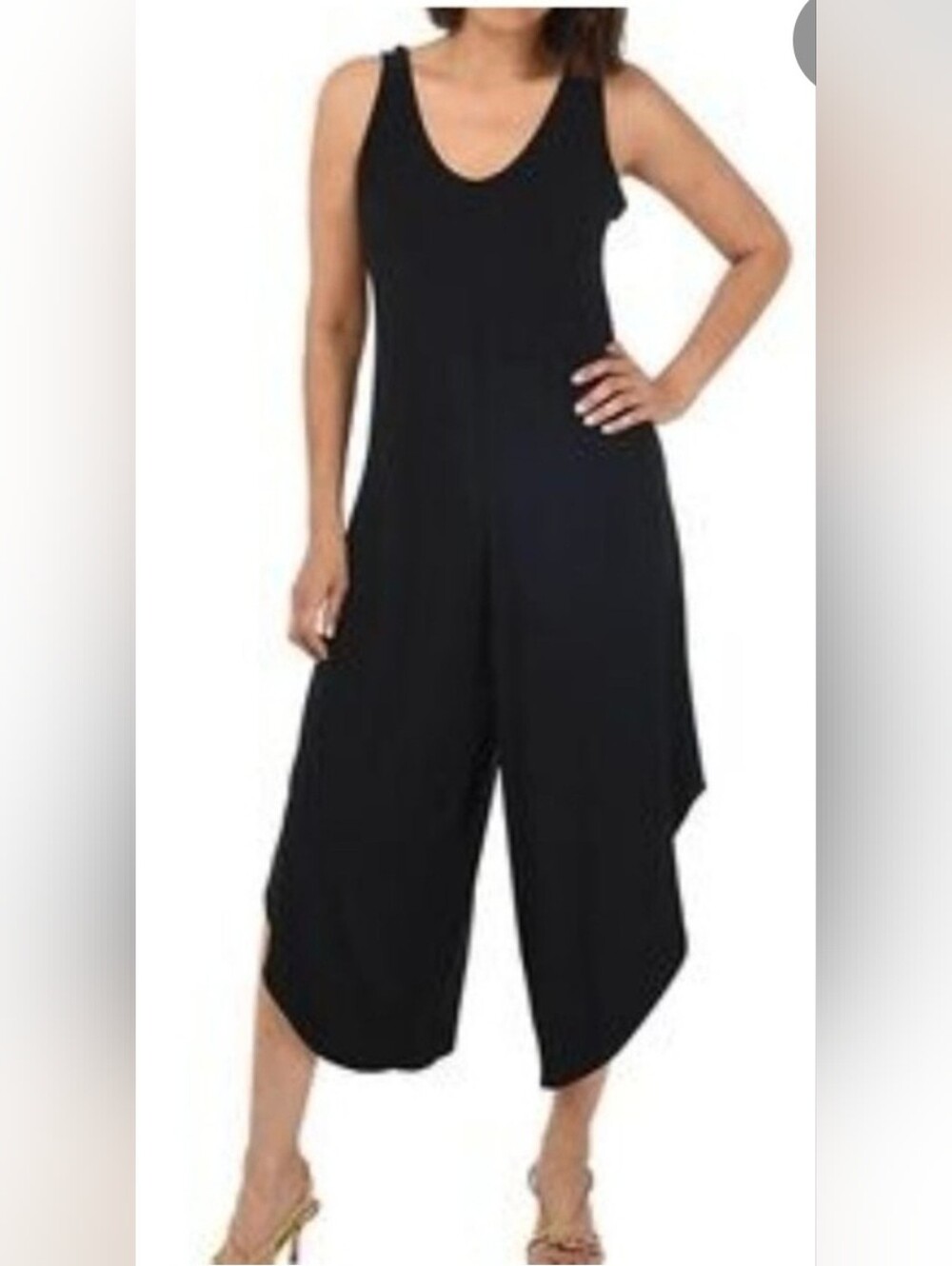 Nicole Miller Black Sleeveless Wide-Leg Flowy Crop Jumpsuit 2X BNWT